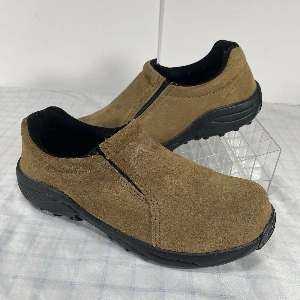 Brazos Work Force Mens Size 10 D Brown Suede Slip On Work Shoes